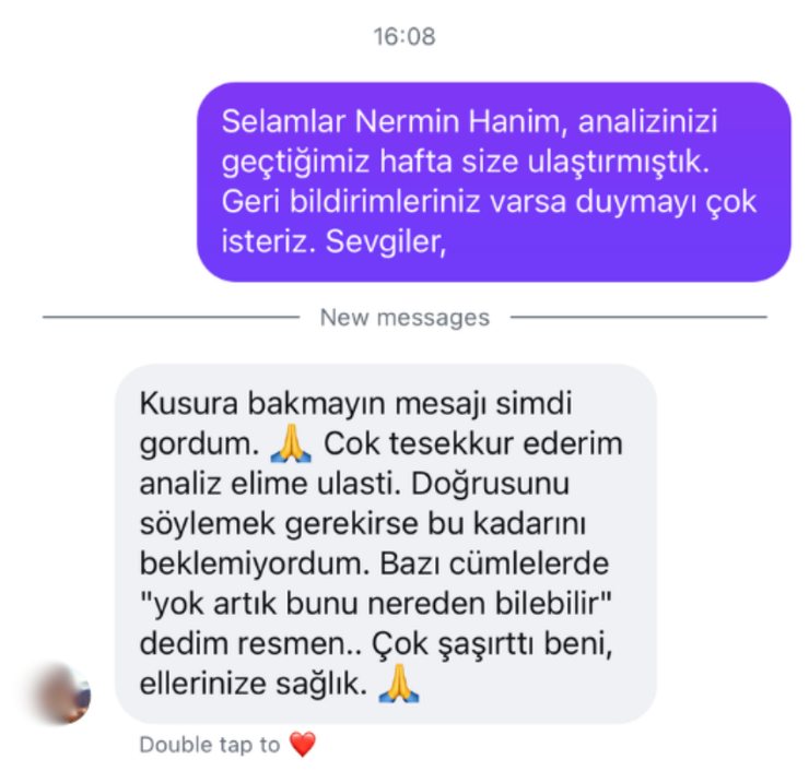 Instagram mesajı: analizin isabetinden duyulan şaşkınlık
